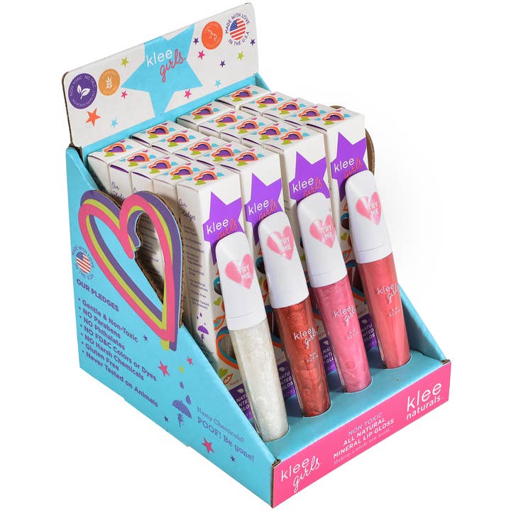 Klee Naturals - Wholesale Lip Gloss - Kids - Tinted Lip Gloss 20-PC Display