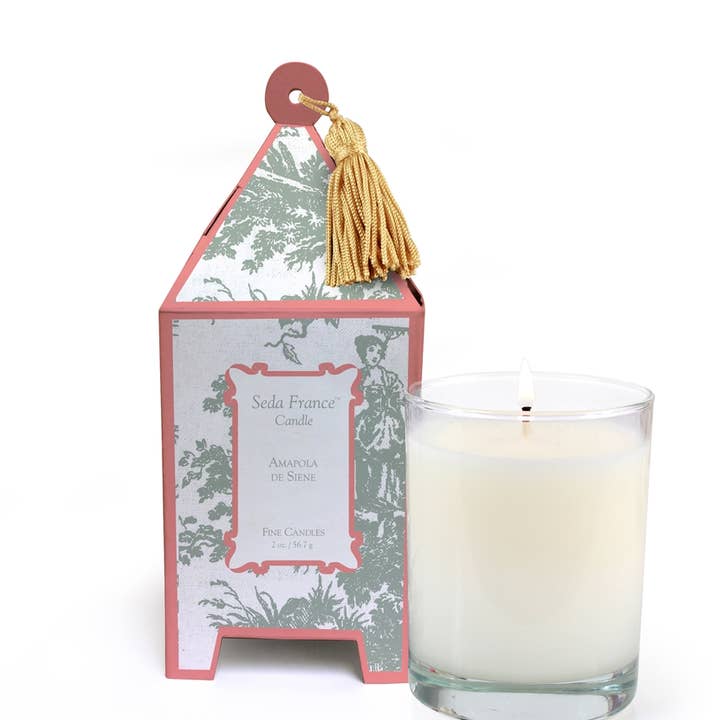 Amapola de Seine Classic Toile Pagoda Box Candle for wholesale by Seda France Candles