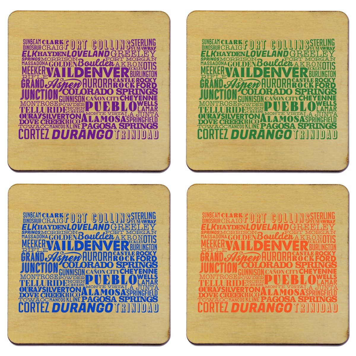 Torched Products - Wholesale Coasters - State Typography Coaster- Set of 47