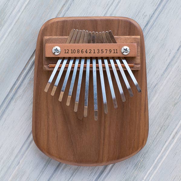 12 Key Walnut Thumb Piano for wholesale by Mountain Melodies LLC
