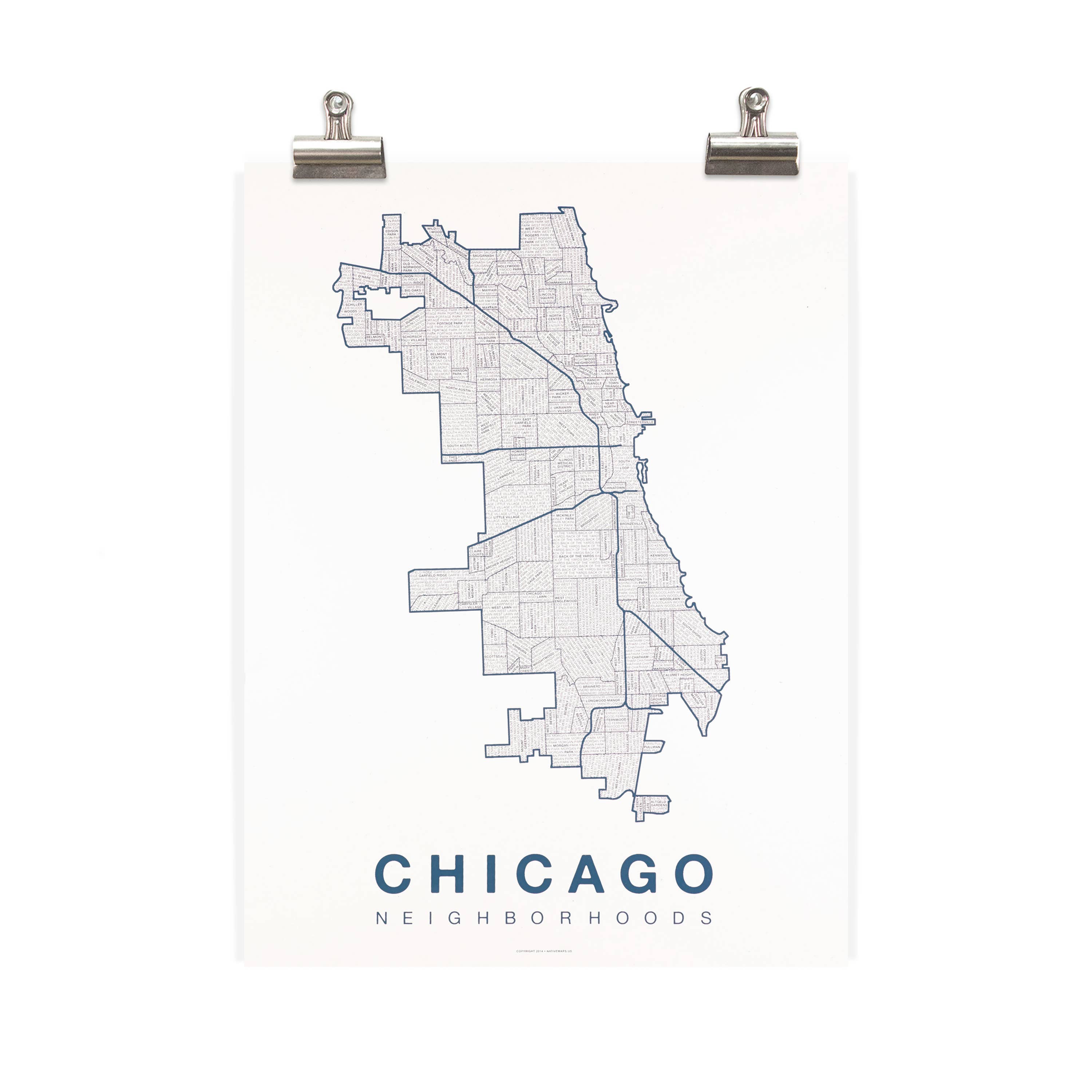 Native Maps - Wholesale Poster - Chicago, IL Neighborhood City Map Poster2