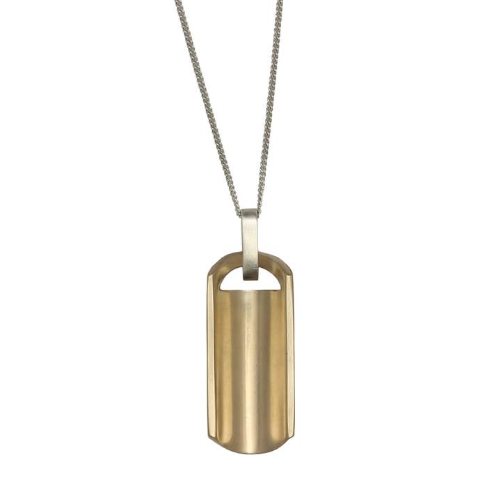 Brass Dawn Necklace On Sterling Chain for wholesale by Gina Rios Jewelry