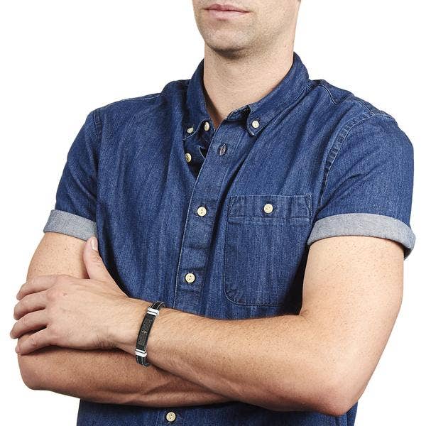 West Coast Jewelry - Wholesale Bangle Bracelet - Lord's Prayer Black Plated Plate Stitched Rubber Bracelet2