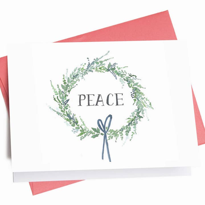 Peace Wreath | Christmas Greeting Card for wholesale by Inkwell Cards