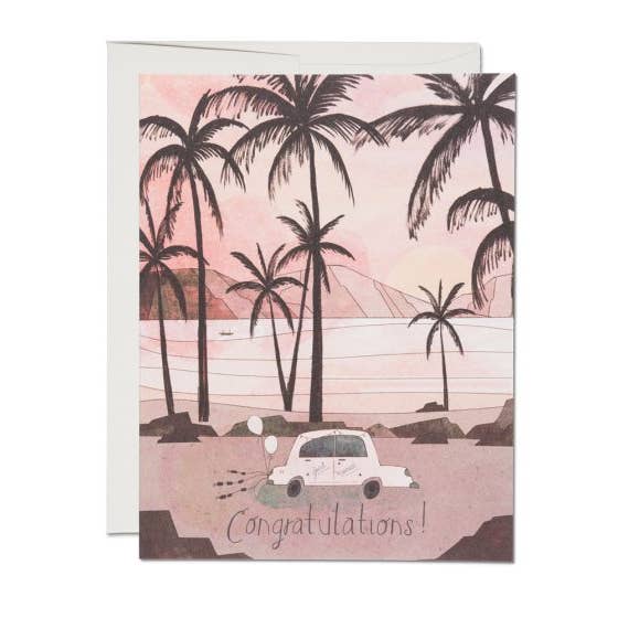 Red Cap Cards - Wholesale Wedding Card - Getaway Car wedding greeting card
