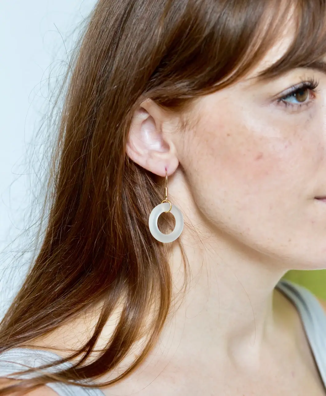 Smart Glass Recycled Jewelry - Wholesale Dangle Earrings - GOLD SEAGLASS STYLE SIMPLE EARRINGS7