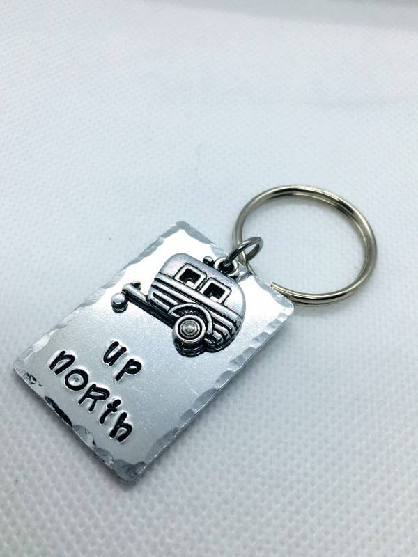Up north keychain, camping, outdoors, cabin life keychain for wholesale by Me and My Sweet Pea