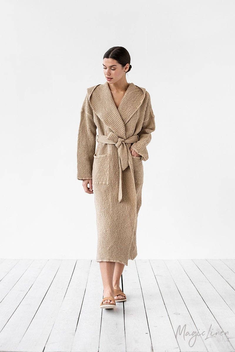 MagicLinen (We handle U.S. import procedures for you) - Wholesale Robe - Women's - Womens waffle linen robe in various colors2