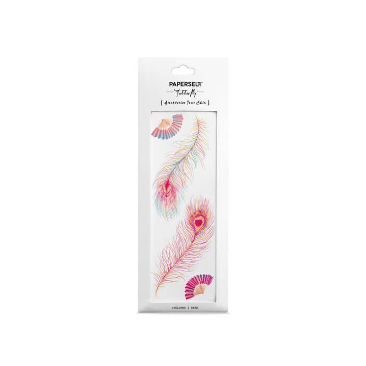 PAPERSELF – wholesale Tillfällig tatuering – Rosa fjädrar tillfälliga tatueringar klistermärken