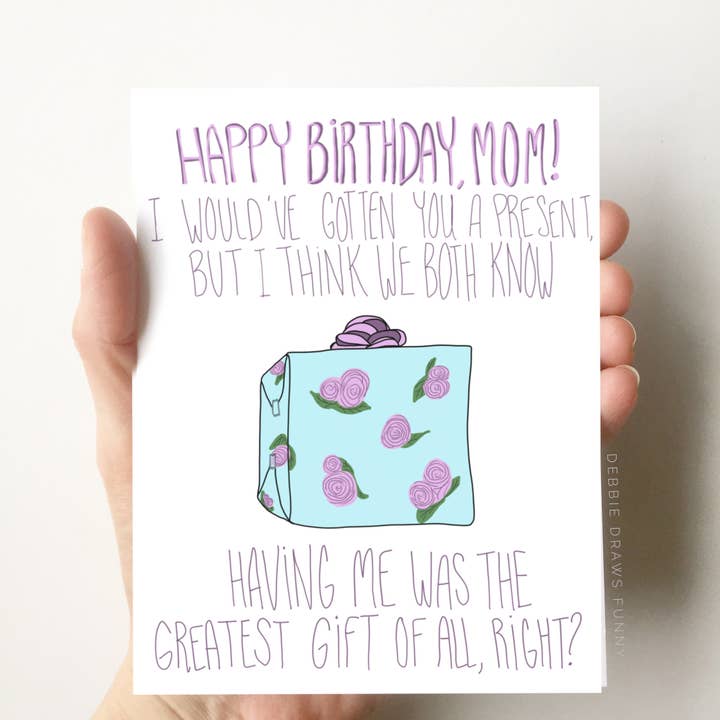 Happy Birthday Mom Funny Birthday Card for wholesale by Debbie Draws Funny