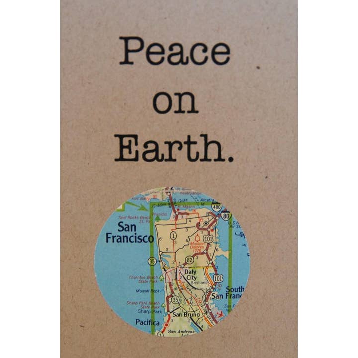 Granny Panty Designs - Wholesale Season's Greetings Card - Peace On Earth Mini Map Card2