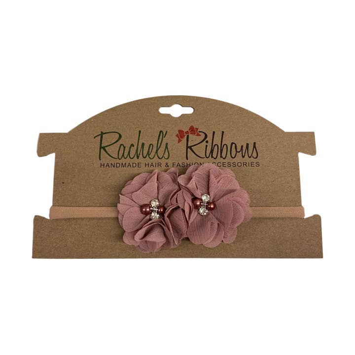 Pearled Sweetheart on Rolled New Born Headband for wholesale by Rachel's Ribbons
