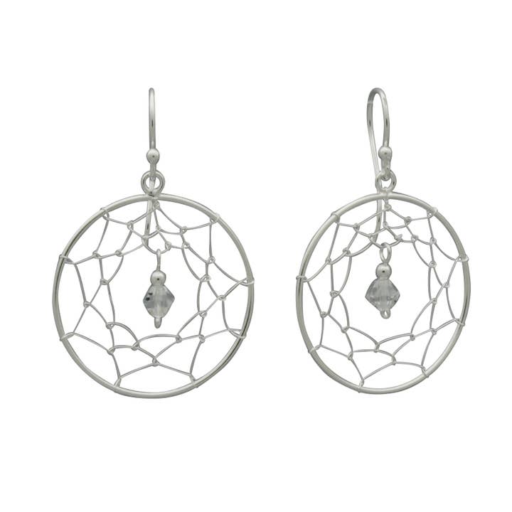Fil de 25 mm avec boucle d'oreille en cristal pour la vente par Indigo Sterling Silver