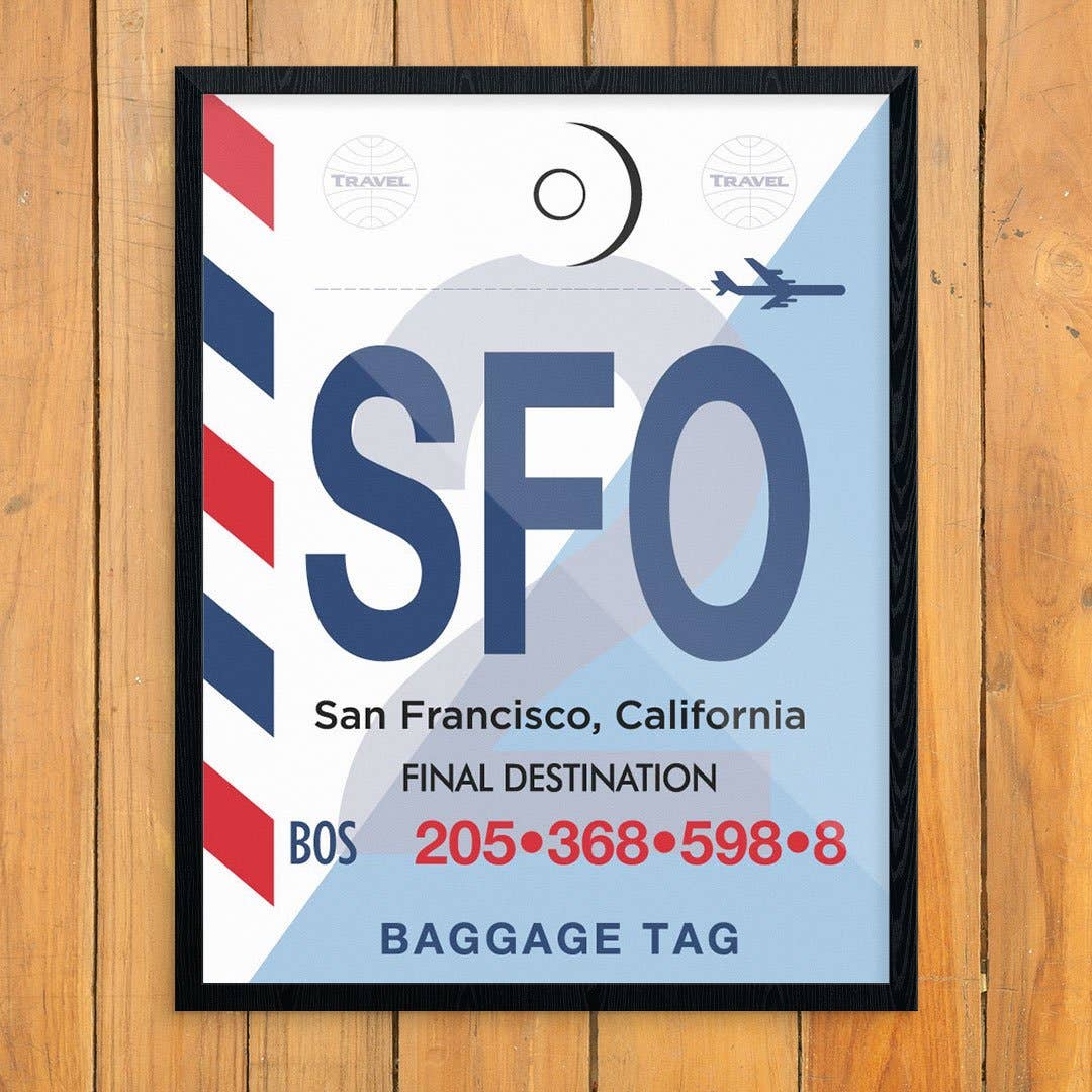 Fridgedoor - Vente Affiche d'art - Impression d'étiquettes à bagages San Francisco 11 po x 14 po0