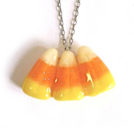 Candy Corn Necklace -Real Candy and Resin Jewelry for wholesale by Glitterlimes