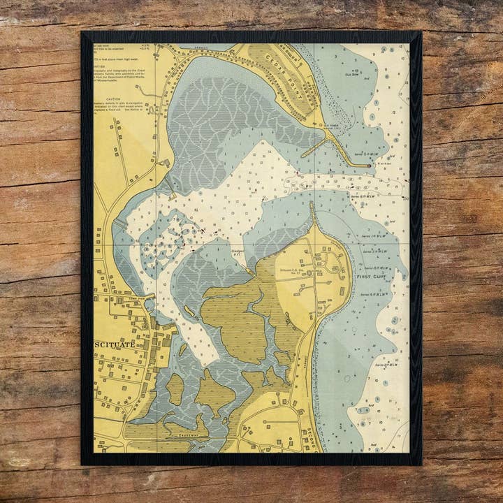 5'' x 7'' Scituate Harbor Nautical Chart Greeting Card for wholesale by Fridgedoor