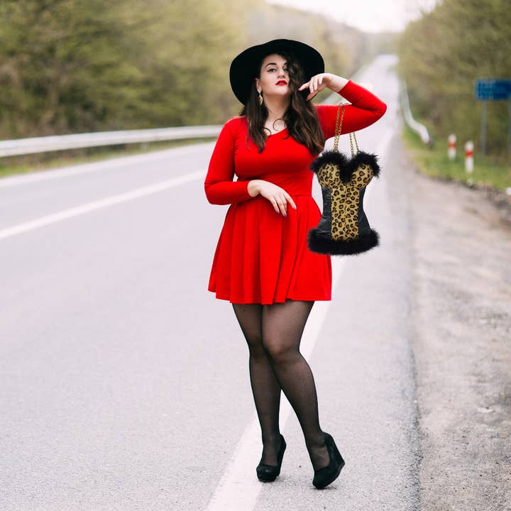 Tipsy Totes - Wholesale Wine Tote - Cheetah Bustier Double Tote Bag6