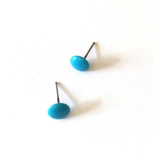 Leetie Lovendale - Wholesale Stud/post earrings - Turquoise Bright Blue Tiny Disc Stud Earrings