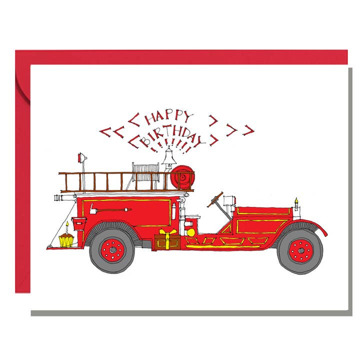 Firetruck Fødselsdag Card for engroshandel hos Rachelink Cards & Illustrations