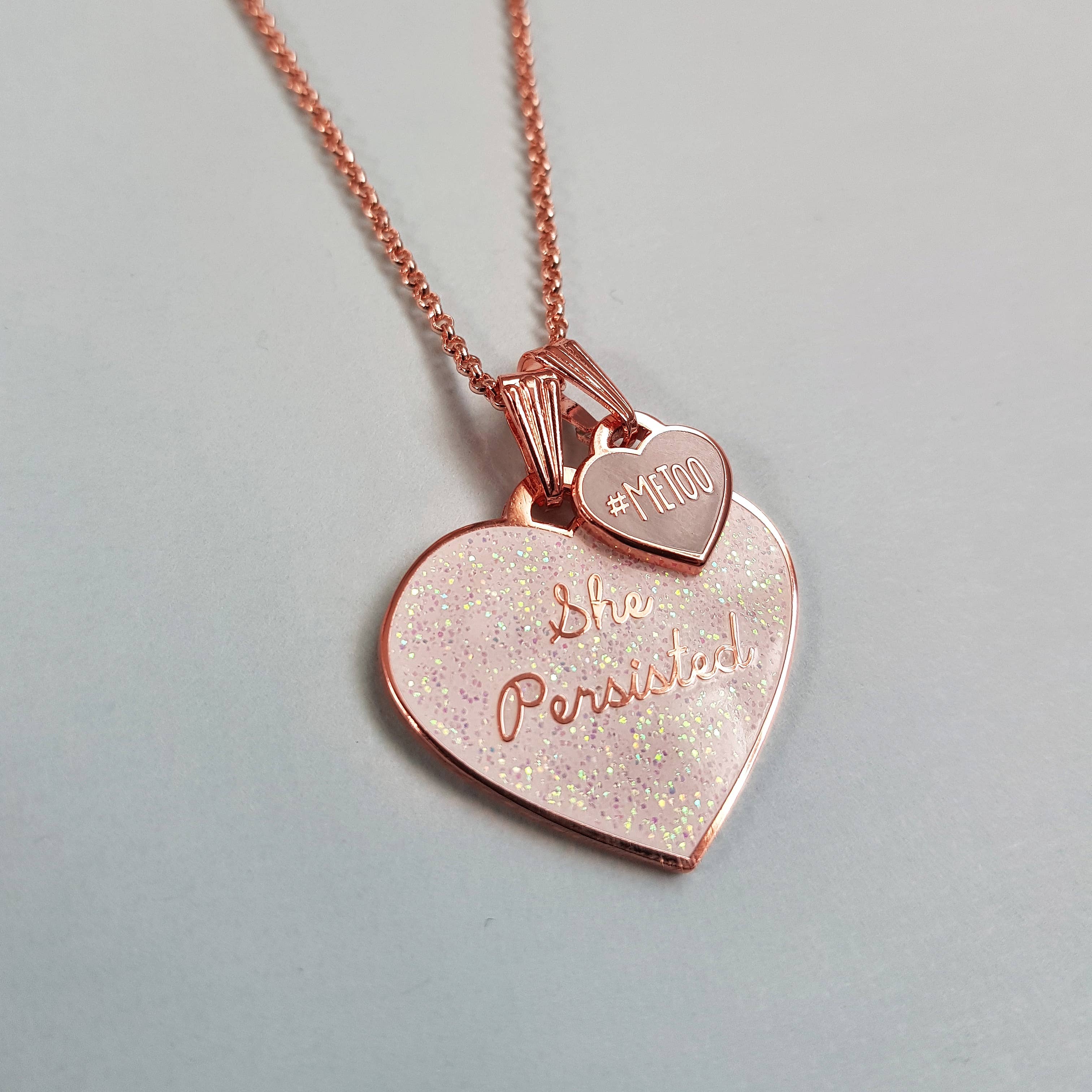 Holly With a Why? - Wholesale Pendant/Charm Necklace - She Persisted Heart Pendant - Glitter0