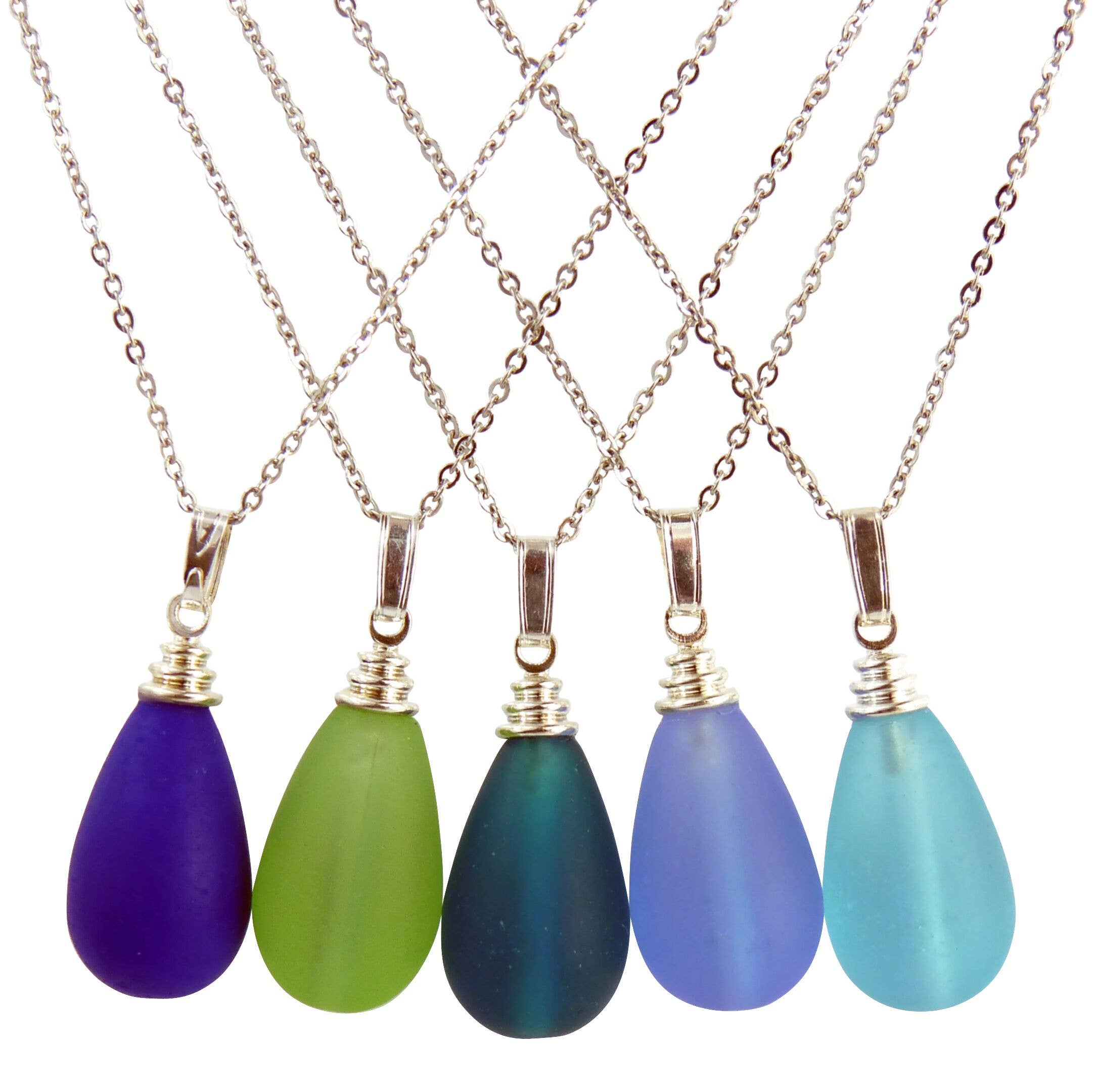 Snazzy and Co - Wholesale Pendant/Charm Necklace - Mermaid Tear's Sea Glass Necklace1