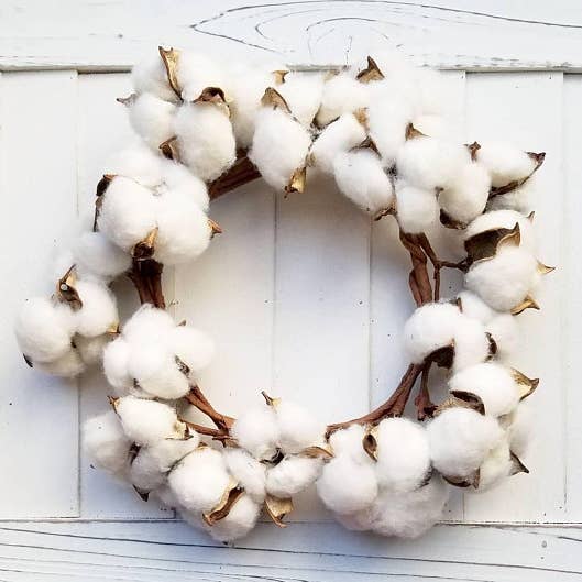Farmhouse Cotton Wreath 12" for wholesale by Be Wreathed NYC