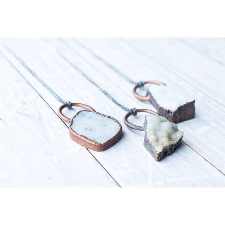 HAWKHOUSE – Colar pingente/pendente por atacado – Colar Druzy Undyed1