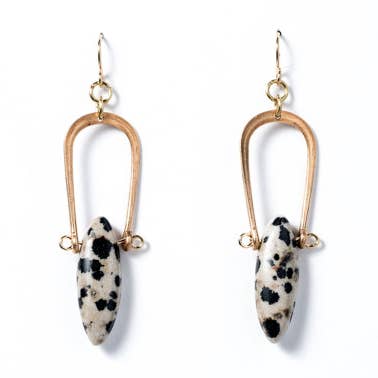 Dalmatian Jasper Amulet Earrings for wholesale by Michelle Starbuck Designs
