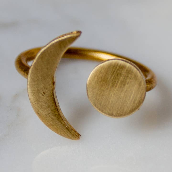 Océanne - Venta al por mayor Anillo de banda/apilable - Anillo de Luna Ajustable de Latón o Plata0