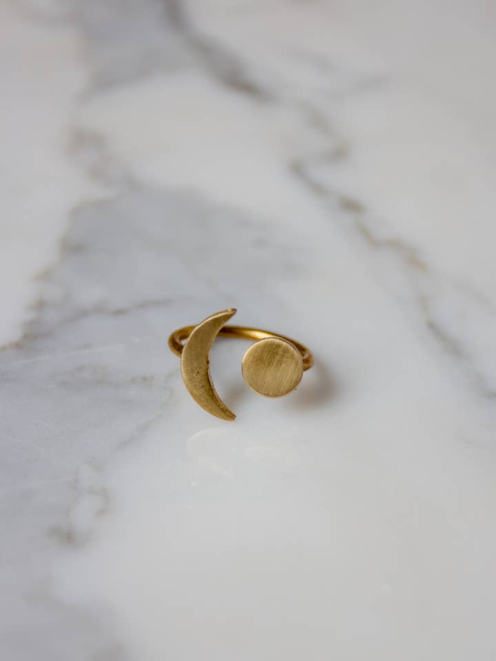 Adjustable Brass or Silver Moon Ring for wholesale by Océanne