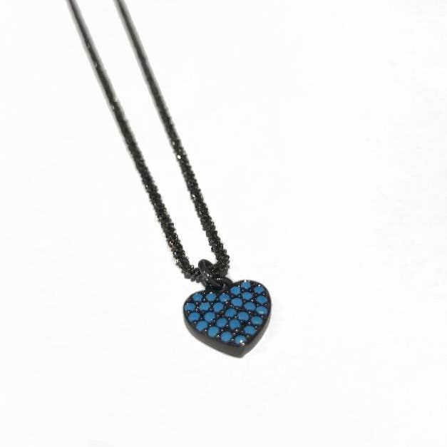 Collier Coeur Bleu pour la vente par Ali's Collection