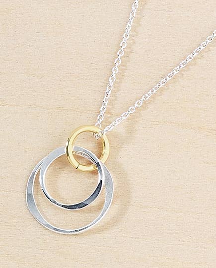 Freshie & Zero - Wholesale Pendant/Charm Necklace - Flow Necklace - Two Tone Circles Drop Pendant Handmade2