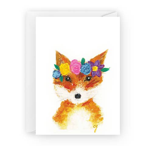 Floral Fox Greeting Card for wholesale by claire jordan designs
