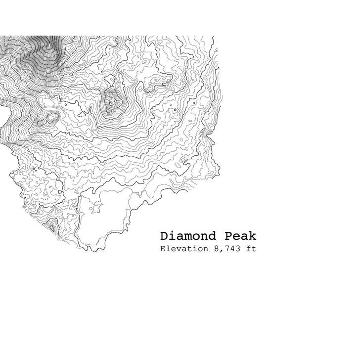Tim Plus April - Wholesale Art Print - 12'' x 12'' Diamond Peak Oregon Topographic Map Art Print