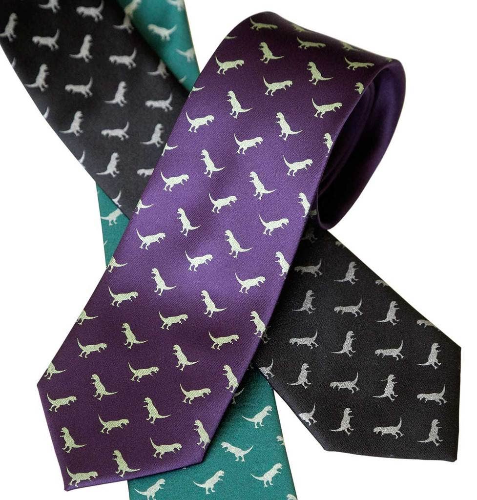 Cyberoptix Tie Lab - Wholesale Necktie - Men's - T-Rex Print Necktie, Tiny Tyrannosaurus Dinosaur Tie1