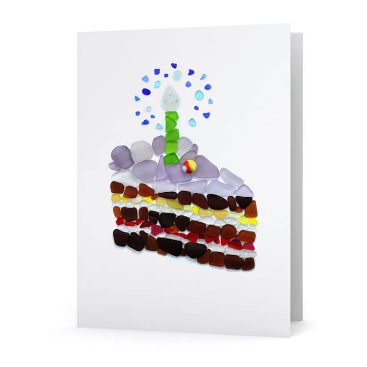 Beachcombing / Etched by the Sea - Vente Cartes d'anniversaire - Carte d'anniversaire pour gâteau en verre de mer