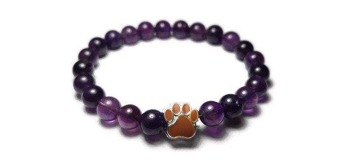 Foxfire Stones - Wholesale Beaded Bracelet - Brown - Amethyst Stone Paw Print Healing Stone Bracelet0