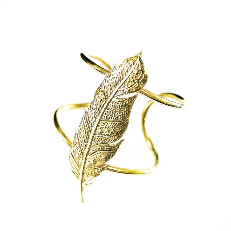 Bisjoux – Engroshandel Manchetarmbånd – Messing blad fjer håndlavede Cuff armbånd5