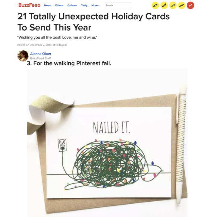 Debbie Draws Funny - Vente Cartes de Noël - Cartes de Noël amusantes Nailed It Carte de lumières de Noël amusantes1