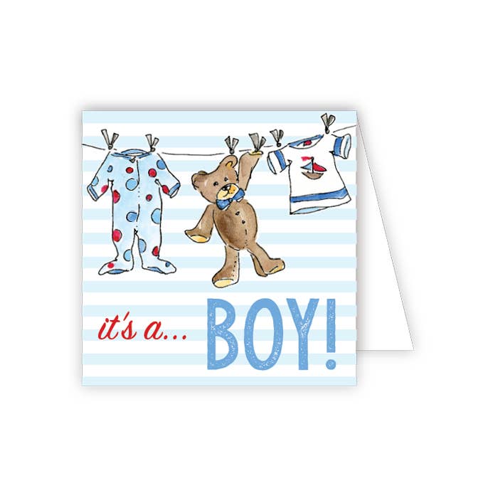 It's a Boy Clothesline Enclosure Card for wholesale by RosanneBeck Collections
