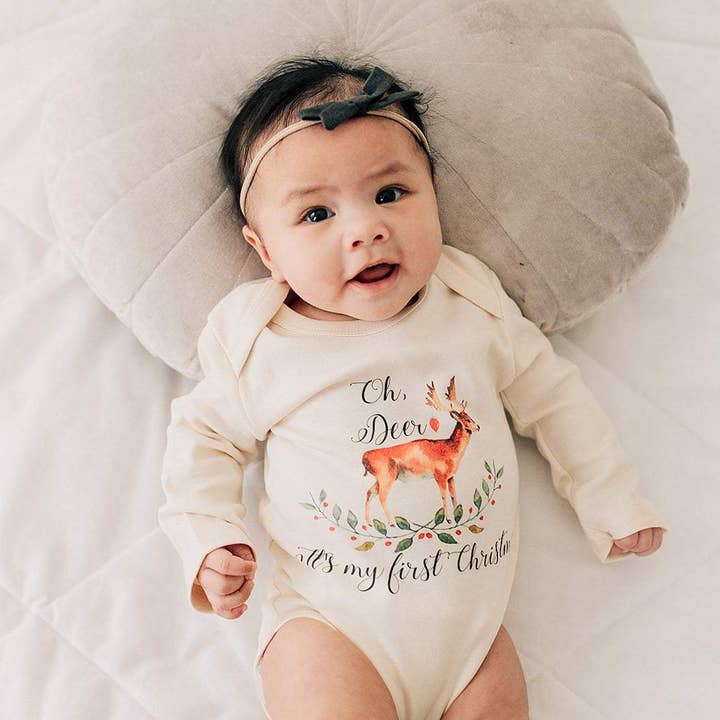 Urban Baby Co. - Wholesale Bodysuit (Non-Footed) - Baby - Oh Deer It's My First Christmas Organic Baby Onesie5