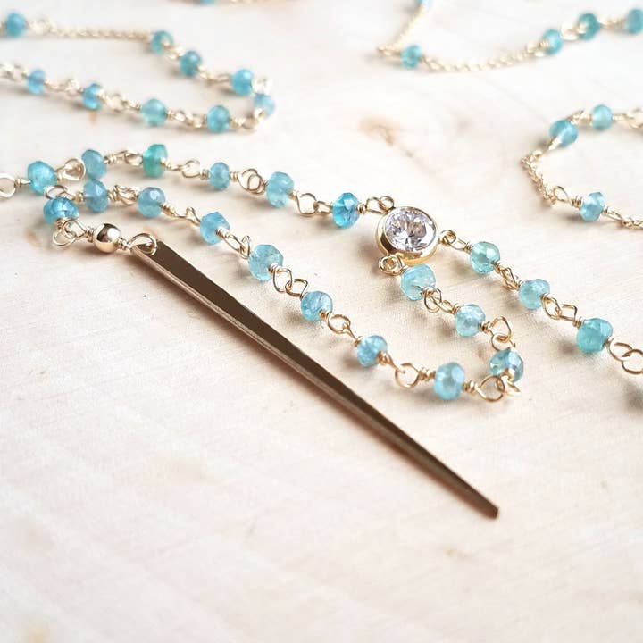 Apatite Rosary Lariat for wholesale by MissElenious Jewelry