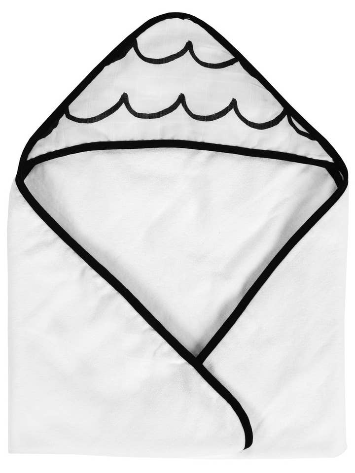 Serviette à capuche mousseline + éponge - Vagues pour la vente par Modern Burlap