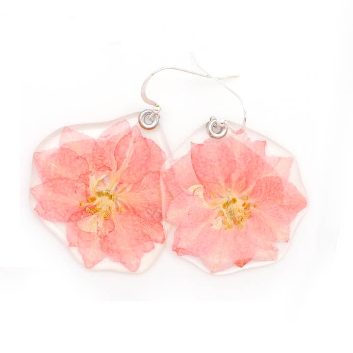 63040 Pink Larkspur Earrings for wholesale by Petal Connection