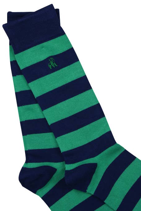 Swole Panda - Wholesale Socks - Unisex - Lime Green Striped Bamboo Socks1