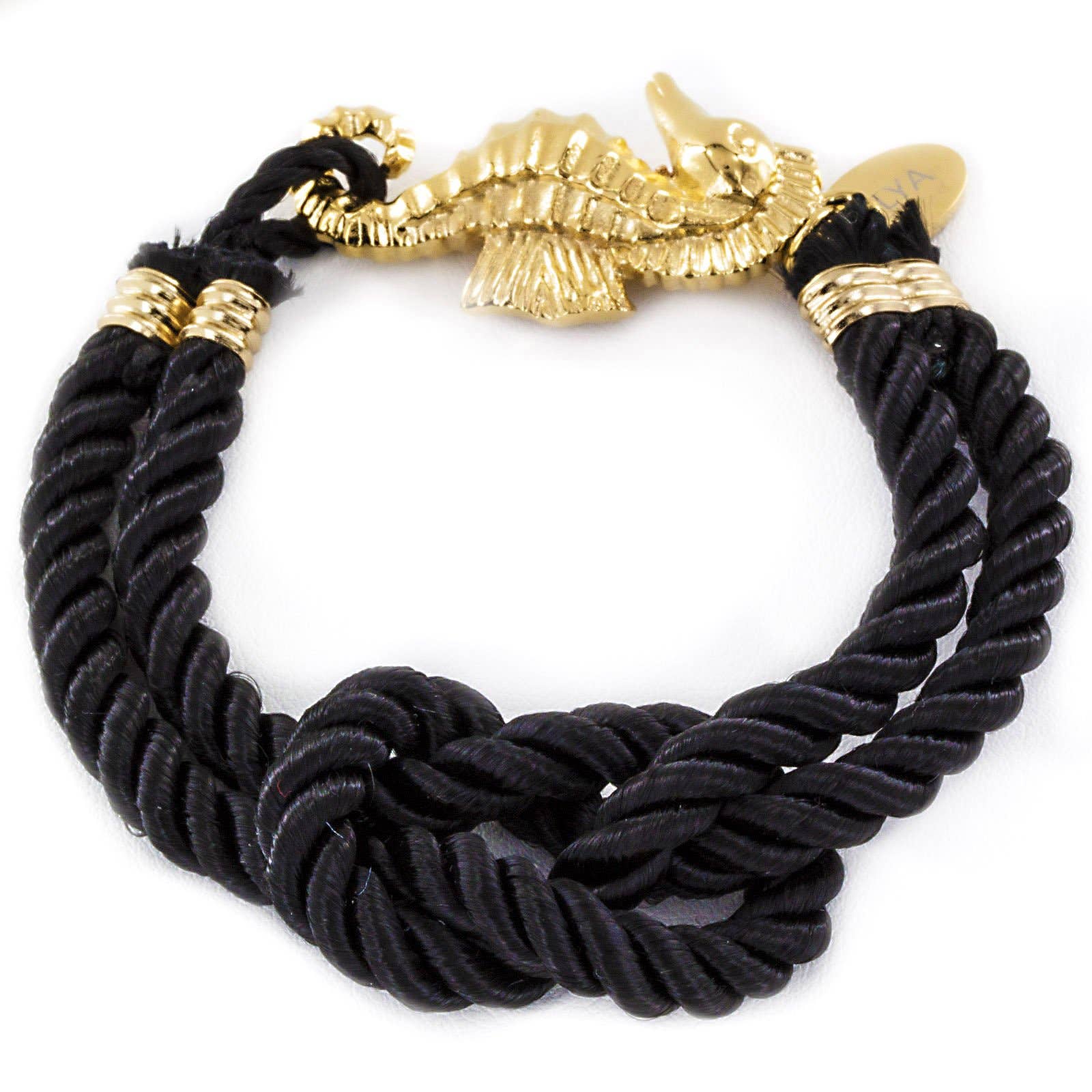 West Coast Jewelry - Wholesale Woven/Braided Bracelet - Black Nautical Knot Gold Plated Bracelet0