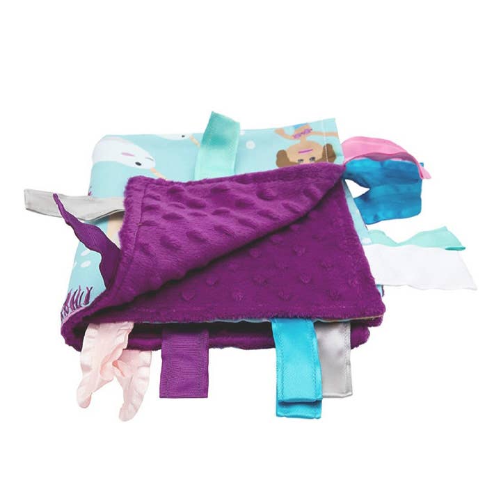 Baby Jack and Company – wholesale Security/cuddle blanket – Baby – Mermaid Narwhal Taggy Comfort Blanket Learning Lovey 14 x 18