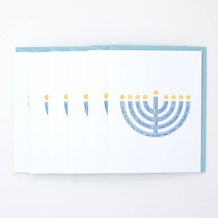 Hanukkah Menorah Letterpress Card - Boxed Set - Handprinted - Greeting Card for wholesale by Helen Edna