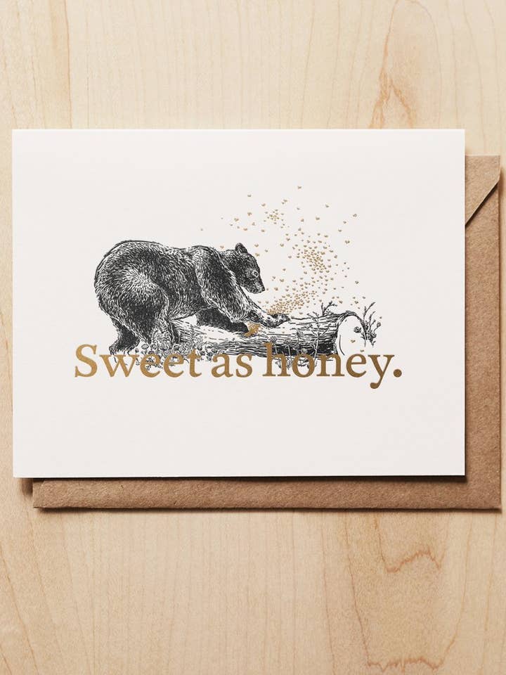 Sweet As Honey (Love + Friendship card) for wholesale by Woodsy Foxman