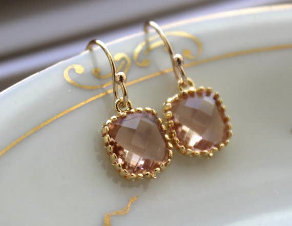 Laalee Jewelry – wholesale Dangle earrings – Dainty Champagne Blush Earrings1